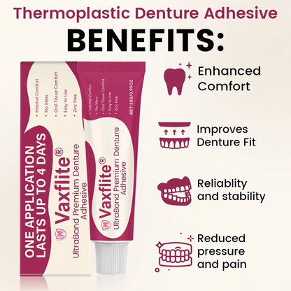 Vaxflite® UltraBond Premium Denture Adhesive 🔥 FDA Certified (Clinically Proven 4-Day Hold for Secure, Comfortable & Zinc-Free Denture Fit 🦷)