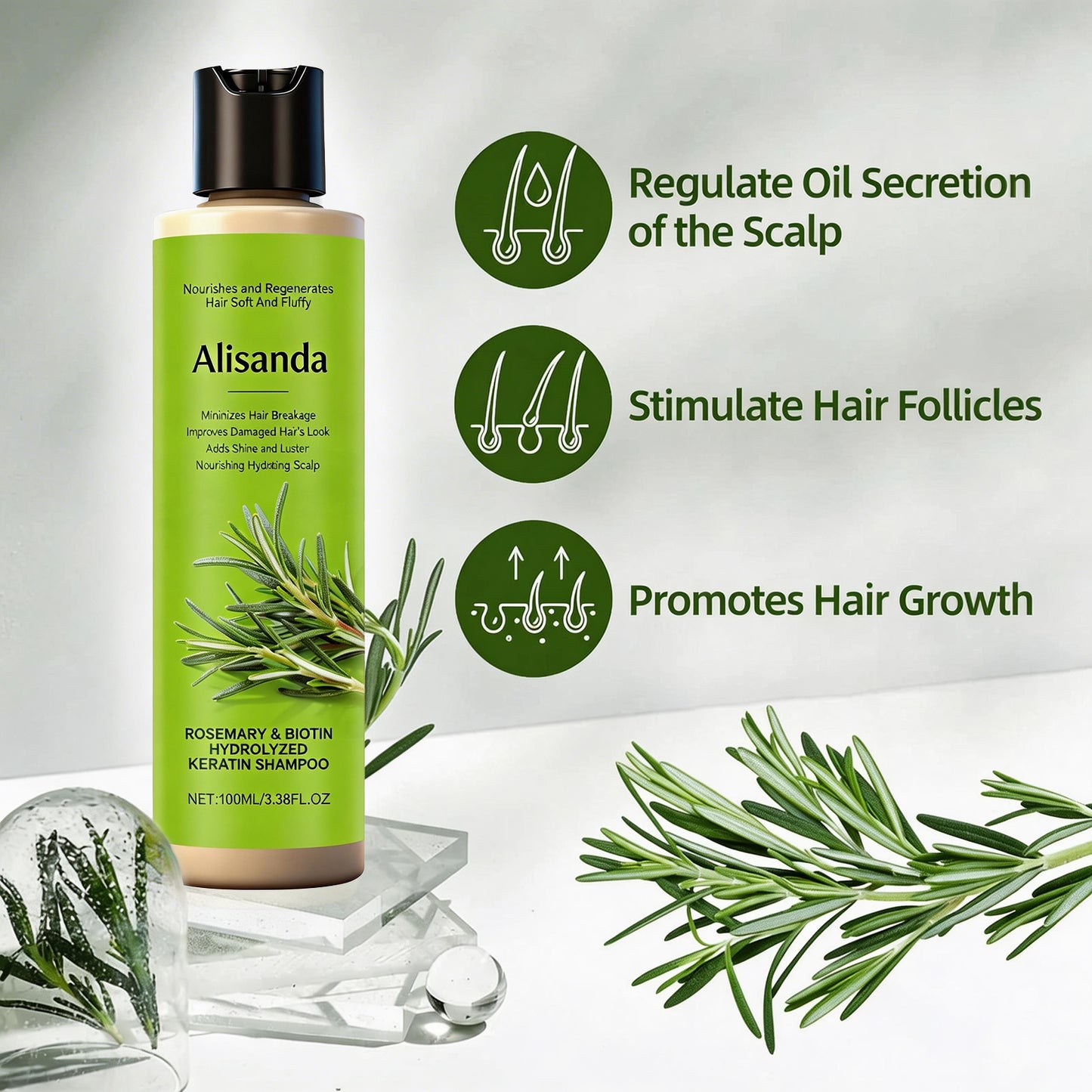 🔥LAST DAY 50% OFF - 🎅Alisanda® Organic Rosemary Hair Growth Shampoo