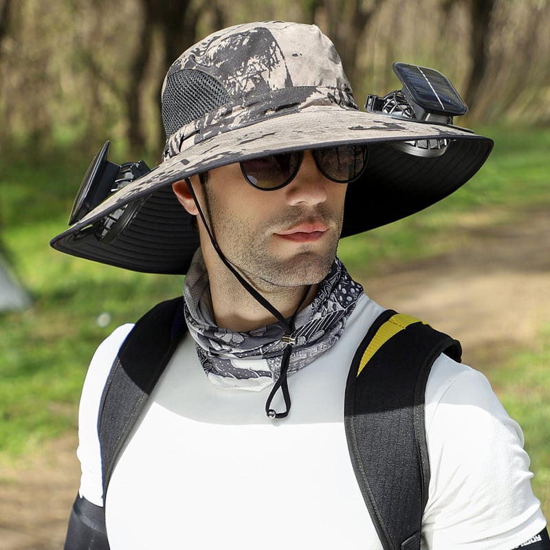 🔥LAST DAY 49% OFF - Wide Brim Solar Fan Outdoor Fishing Hat-Solar & USB Charging