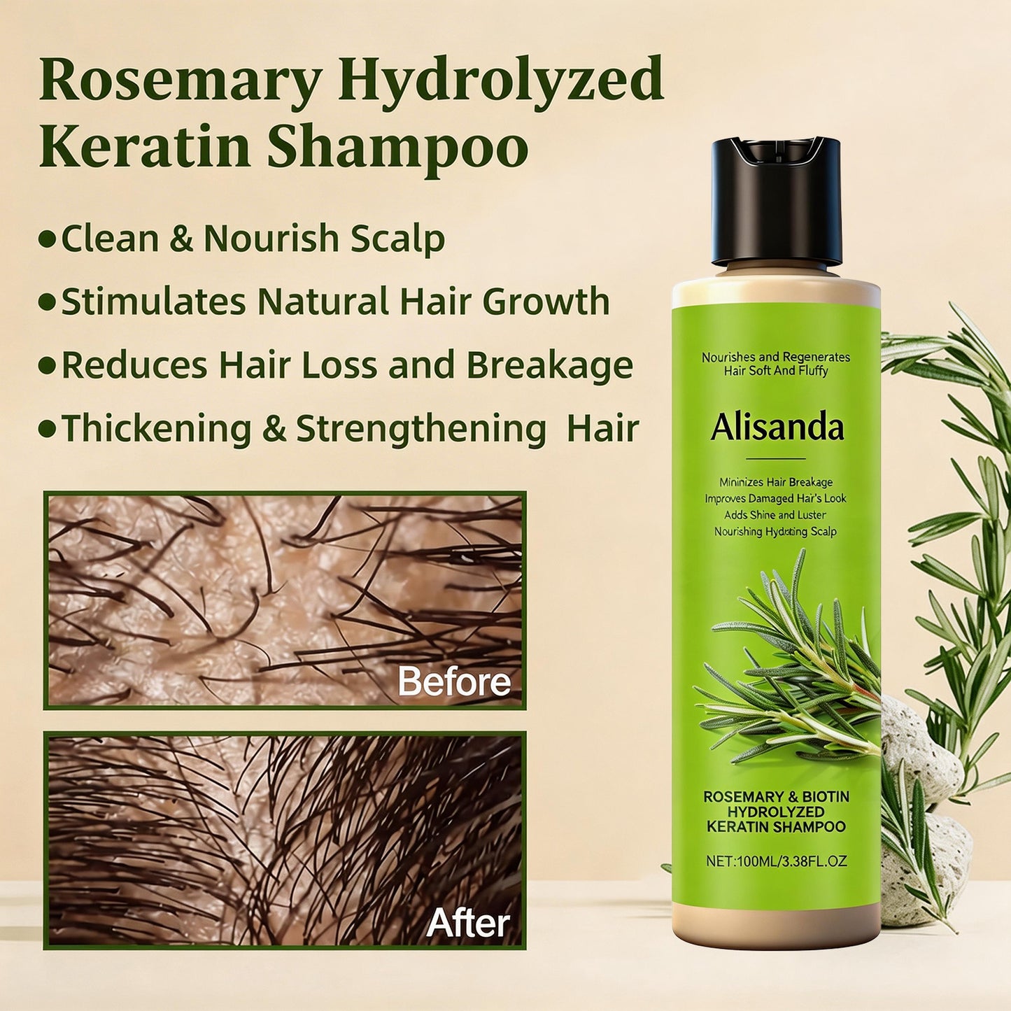 🔥LAST DAY 50% OFF - 🎅Alisanda® Organic Rosemary Hair Growth Shampoo