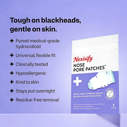 Nose Pore Patches from Nexisify - Hydrocolloid Blackhead Remover Pore Strips - Overnight Pimple Patch - Korean Skincare