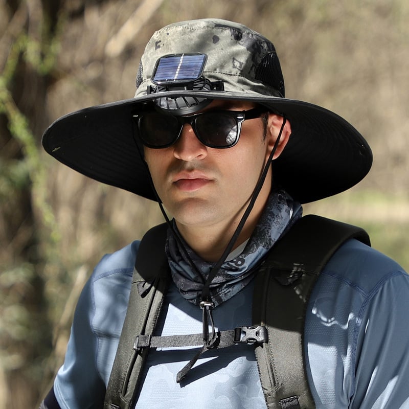 🔥LAST DAY 49% OFF - Wide Brim Solar Fan Outdoor Fishing Hat-Solar & USB Charging