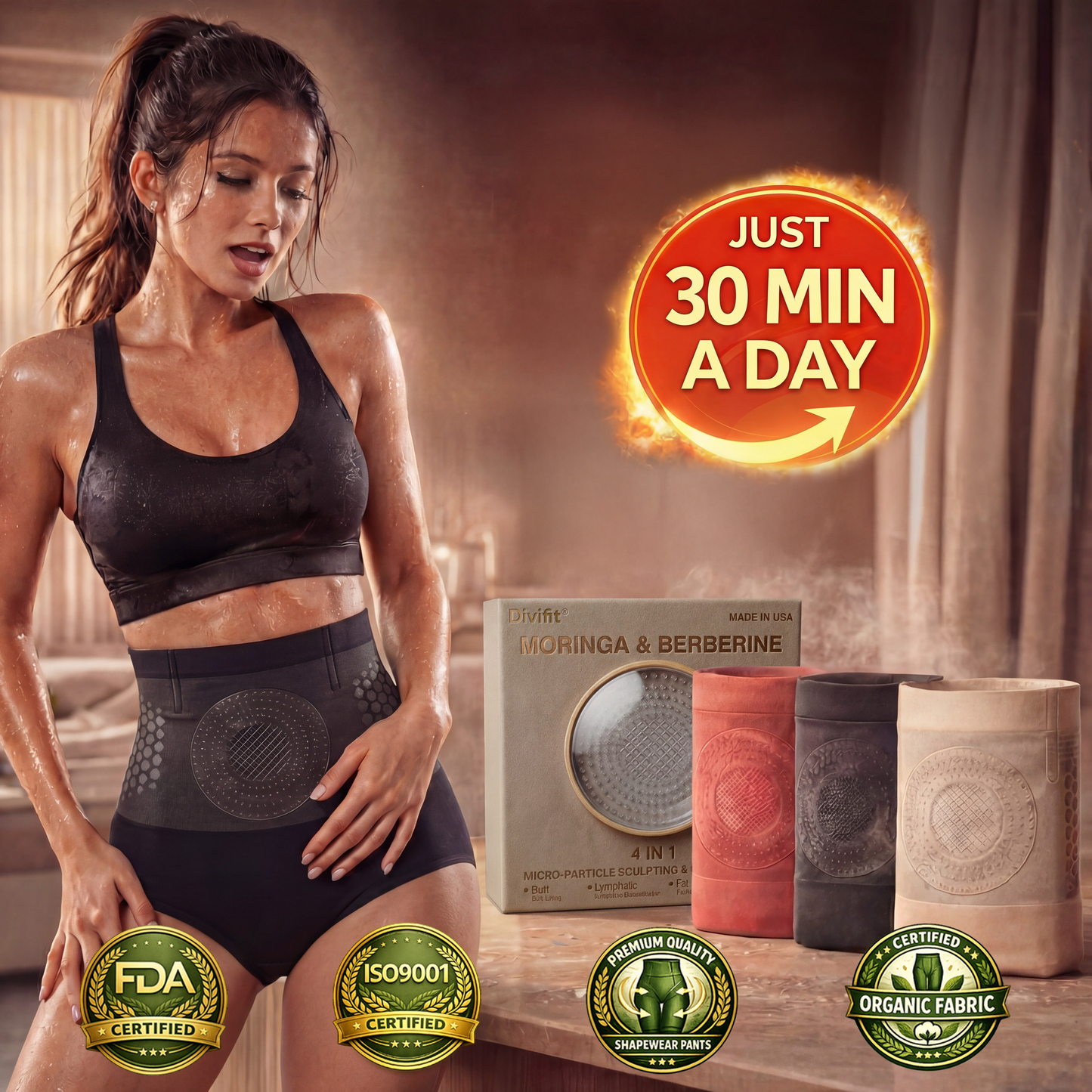 💖🌻Last Day 50% OFF|Divifit®️ 𝐌𝐨𝐫𝐢𝐧𝐠𝐚 & 𝐁𝐞𝐫𝐛𝐞𝐫𝐢𝐧𝐞 4‑In‑1 Micro‑Particle Sculpting & Fat‑Burn Shorts