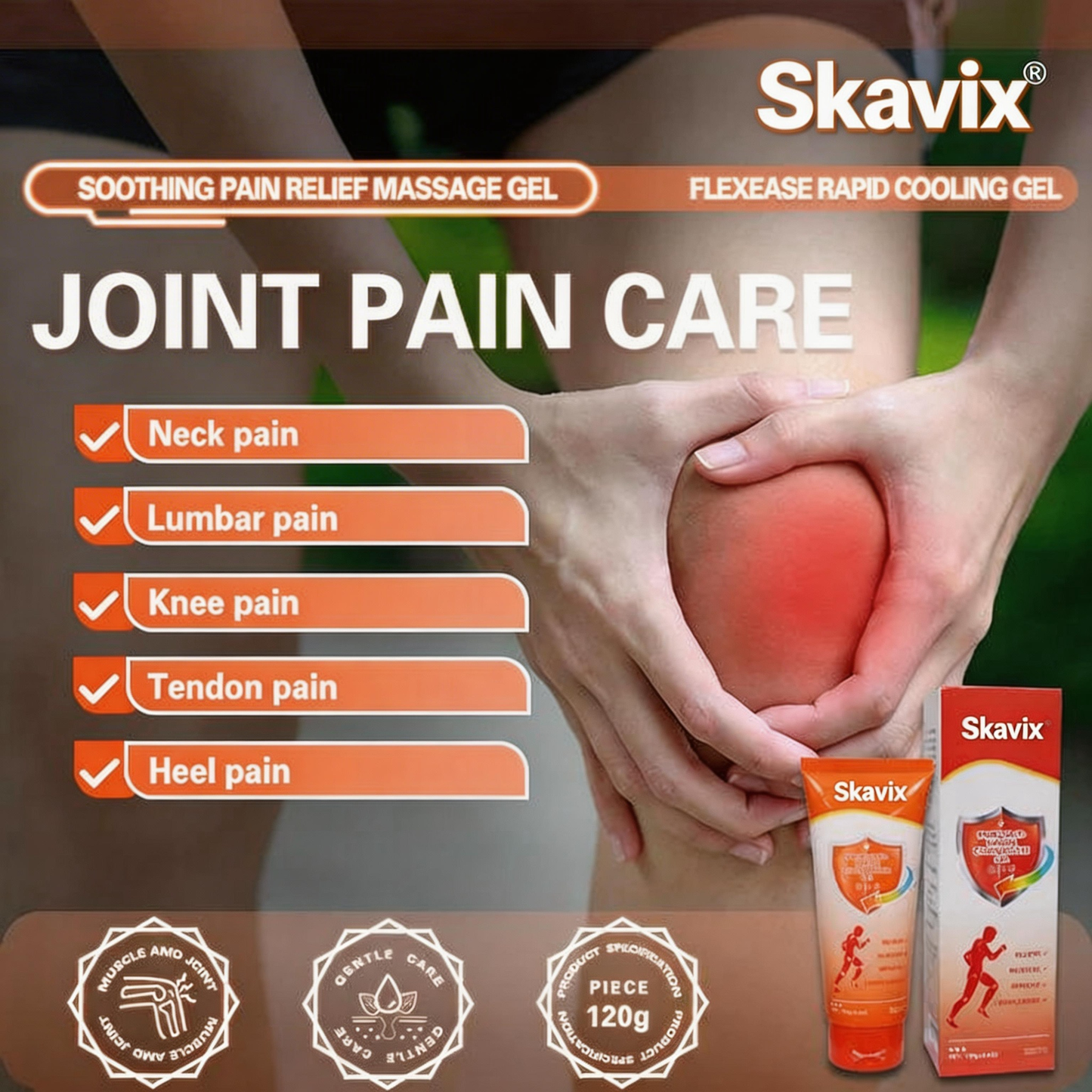 Skavix Joint Relief Massage Cream 100g for Knee Lumbar Neck Hand & Foot Repair Therapeutic Gel for Muscle Relief and Pain Management