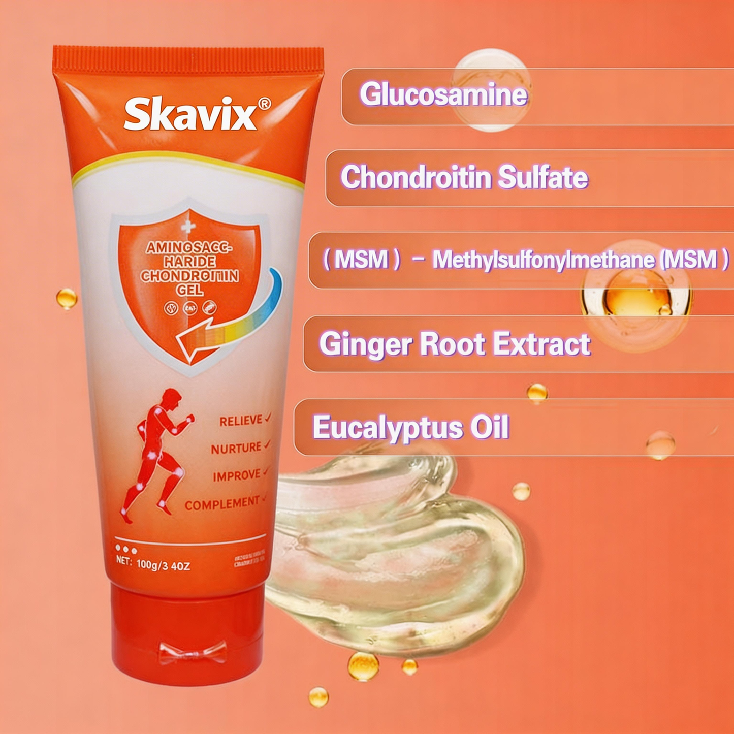 Skavix Joint Relief Massage Cream 100g for Knee Lumbar Neck Hand & Foot Repair Therapeutic Gel for Muscle Relief and Pain Management