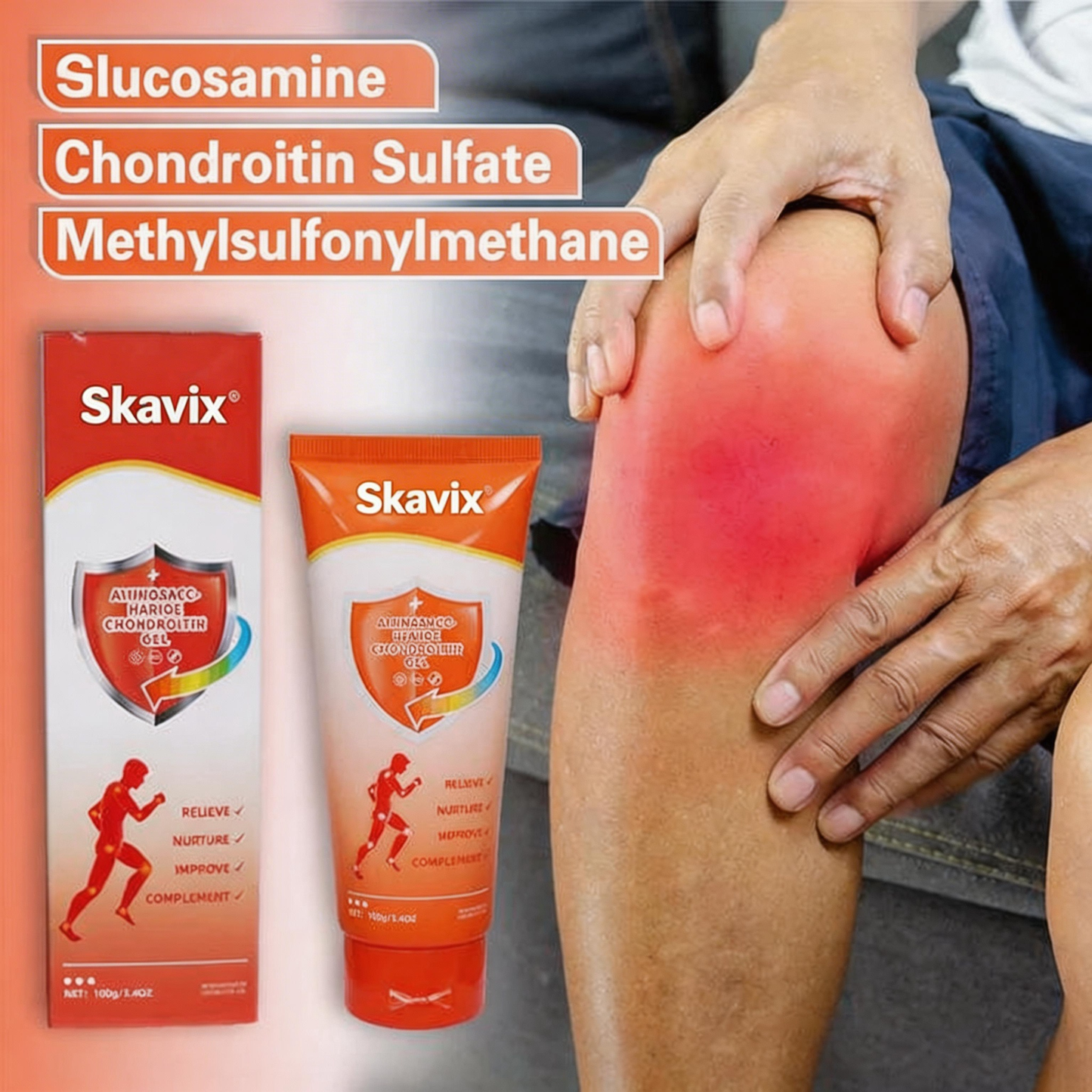 Skavix Joint Relief Massage Cream 100g for Knee Lumbar Neck Hand & Foot Repair Therapeutic Gel for Muscle Relief and Pain Management