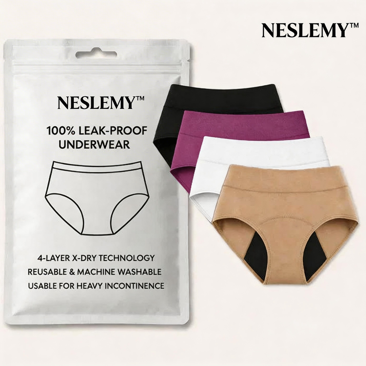 💖🌸Last Day 50% OFF|NESLEMY™  100% Leak-Proof Underwear 4-pack